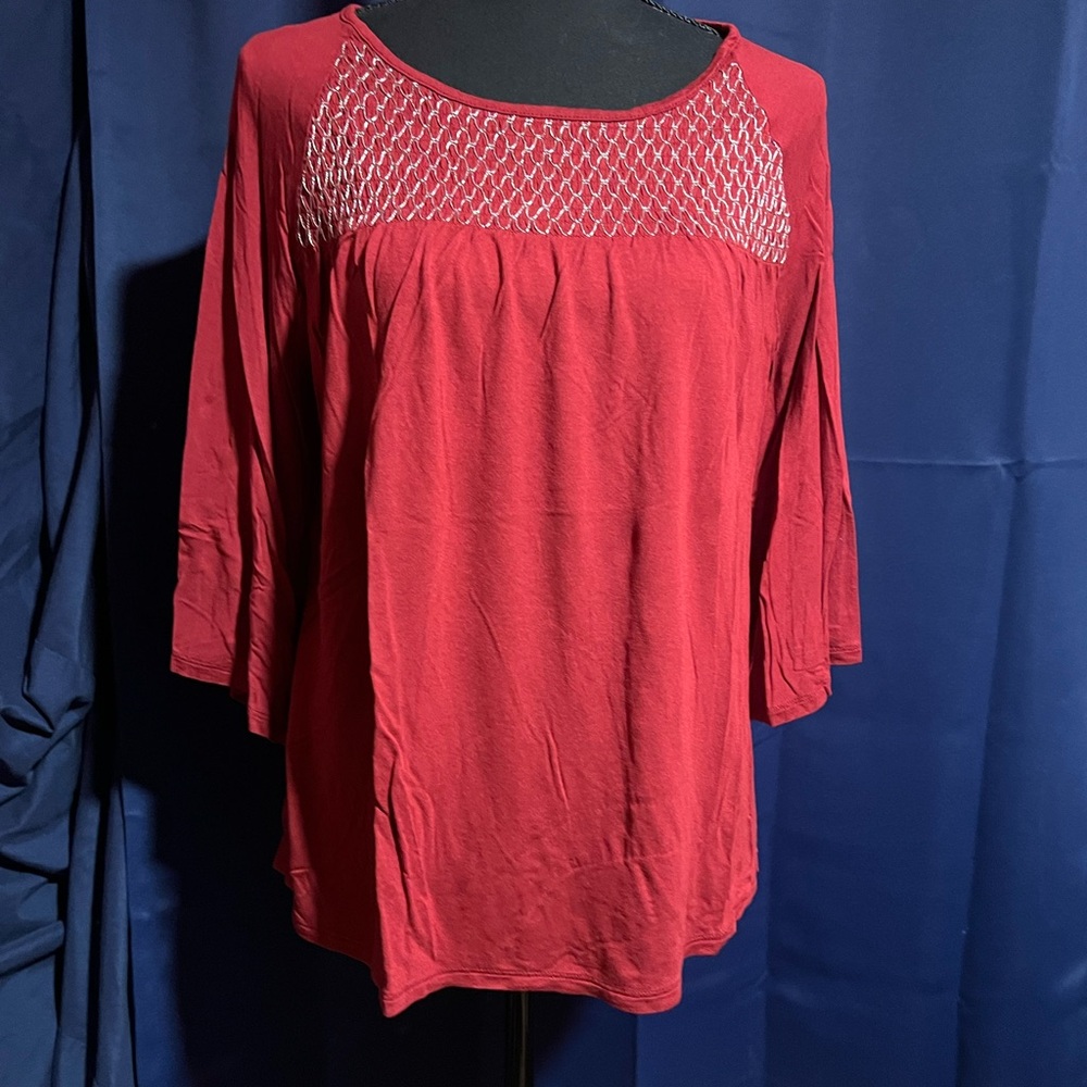 Old Navy Red Blouse with White Accents